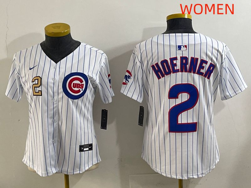Women 2025 Chicago Cubs #2 Hoerner White Stripe Game Nike MLB Jersey style 6